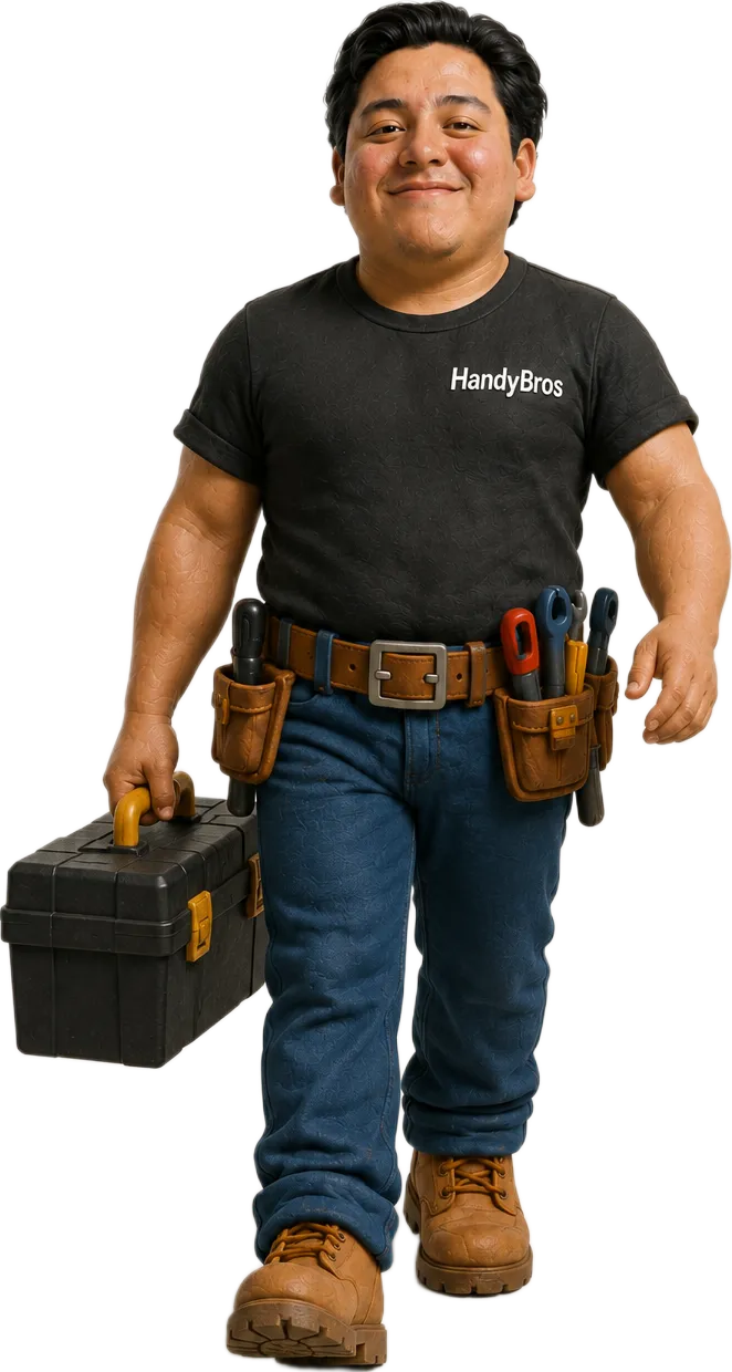 Hector carrying his toolbox to the next job