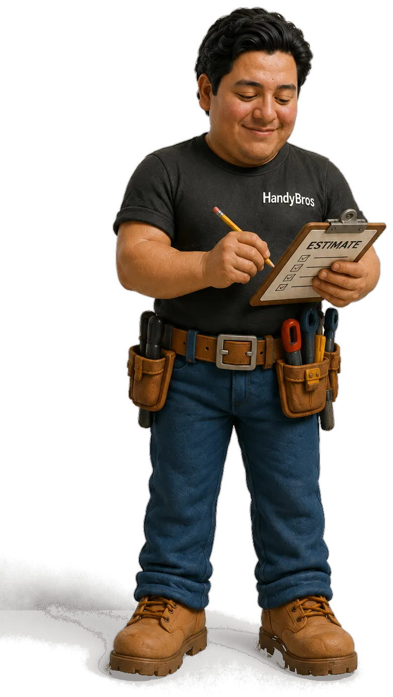 Hector writing an estimate on his clipboard